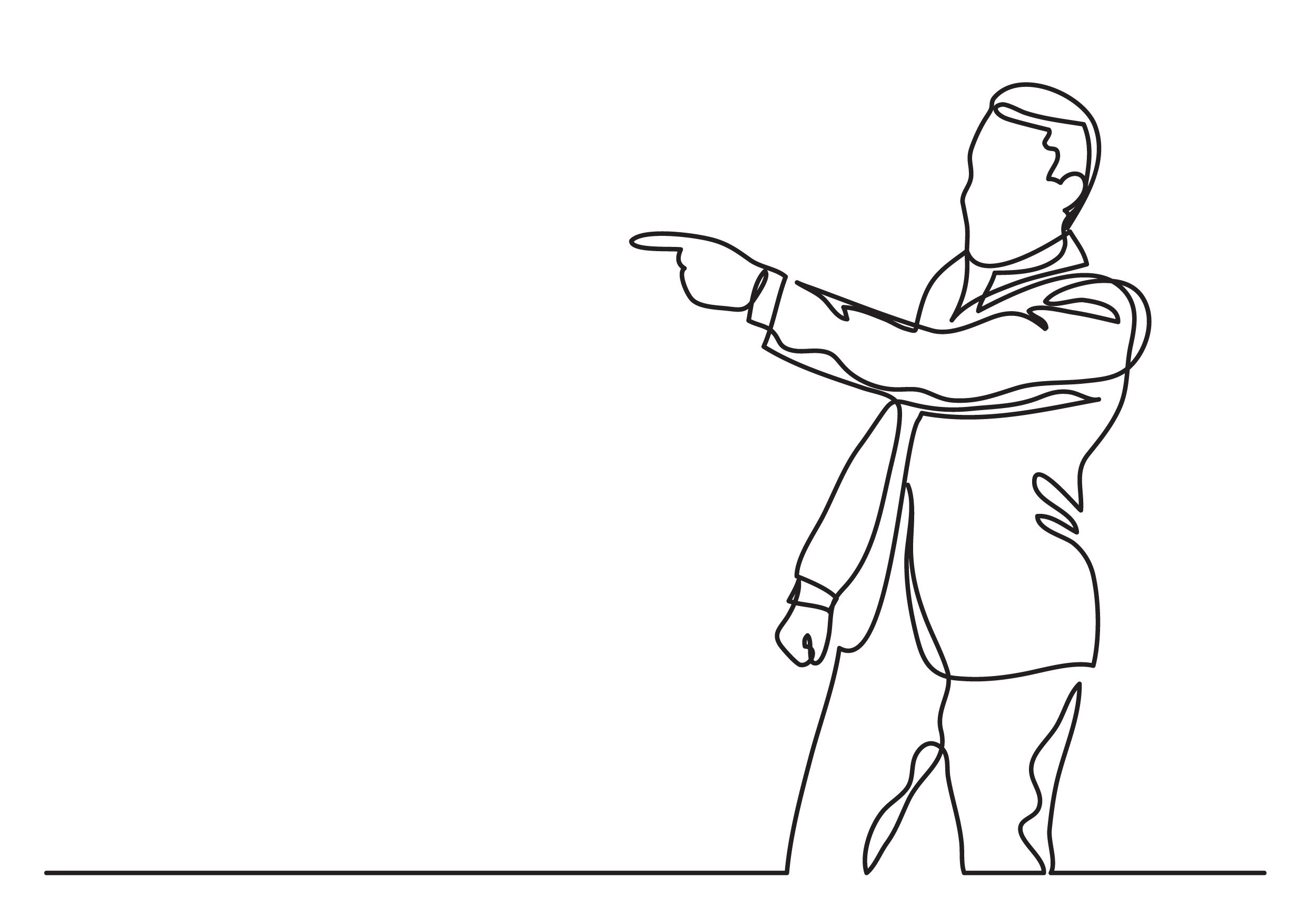 Line drawing man pointing